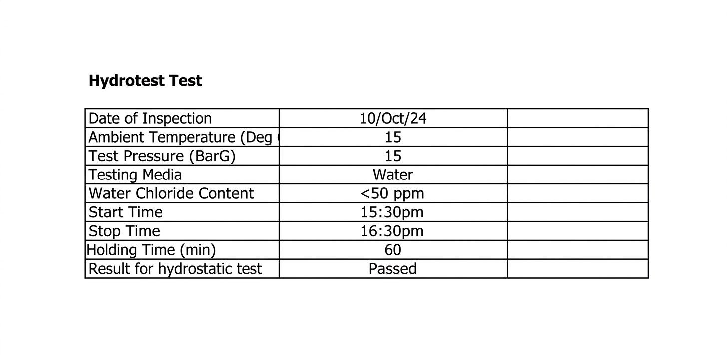 Hydrostatic Pressure Test