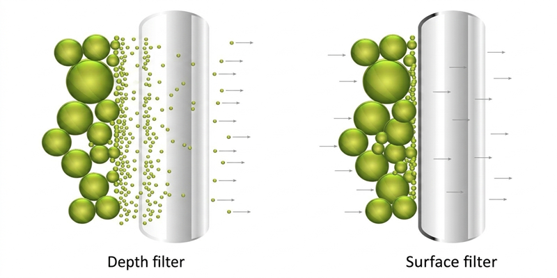 Surface vs Depth Filtration Diagram